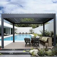 Gazebo de plage en aluminium motorisé avec éclairage LED - Durable, imperméable, résistant au vent, protection UV, écologique, anti-rongeurs et anti-pourriture