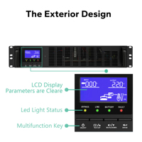 HOT Rack Mount HV 208/220/230/240V Online UPS 1K/2K/3K/6K/10KVA Baterai Eksternal Gelombang Sinus Murni untuk Pusat Data/Server/POS