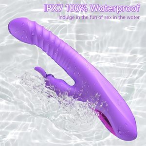Women's Multi-Functional Heated Retractable Swing <strong>Rabbit</strong> Vibrator Telescopic Thrusting G-Spot Stimulation 10 Frequency Vibration - Product Image 5