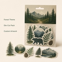 Pack d'autocollants personnalisés sur le thème du camping en forêt pour la décoration de carnets de notes et de bouteilles d'extérieur