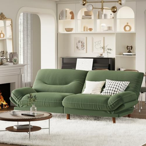 Canapé-lit futon, canapé deux places futon avec dossier et accoudoirs réglables, canapé-lit avec cadre en bois pour bureau et appartement - Product Image 1