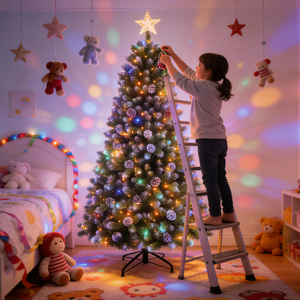 شجرة عيد الميلاد الاصطناعية عالية الجودة بارتفاع 6 أقدام مع إضاءة LED دافئة بيضاء، مبيعات ساخنة من المصنع - Product Image 1