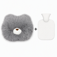 Housse de bouteille d'eau chaude en peluche ours mignon avec fausse fourrure douce, chauffe-mains pour le confort hivernal et la thérapie thermique
