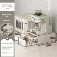 Organisateur de rangement pour tiroir de machine à café avec plateau extensible et support pour mugs, commande directe