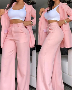 Nuovo Arrivo Completo da Donna di Alta Qualità, Elegante Set Rosa con Giacca <span class=keywords><strong>e</strong></span> <span class=keywords><strong>Pantaloni</strong></span> da Donna - Product Image 3