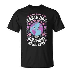 Camiseta con diseño del Día de la Tierra, mi cumpleaños, para niñas, diseño del 22 de abril - Product Image 1
