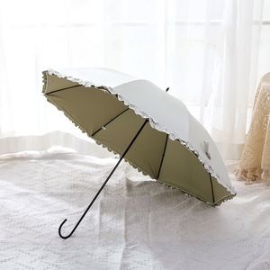Parapluie Coréen Anti-UV UPF50+ à Long Manche en Plastique Coloré, Style Fleur de Lys, Idéal pour les Voyages - Product Image 4