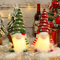 Gnome de Noël Lumineux Sans Visage, Poupée en Peluche Tricotée à la Main, Décoration de Table, Cadeau