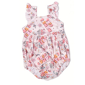 Combinaison pour tout-petits Ga-13 personnalisée OEM-ODM, imprimé Leo Hawaii, manches à volants imprimées, combinaison pour tout-petits - Product Image 2