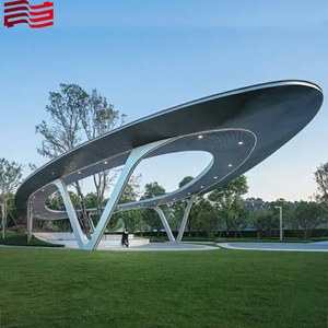 Produttore di sculture paesaggistiche personalizzate in acciaio inossidabile per esterni con padiglione quadrato in acciaio grande galleria - Product Image 4
