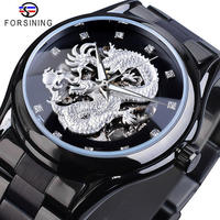FORSINING Hommes Dragon Sculpture Série Squelette Designer Transparent Retour Cas Hommes Montres Marque De Luxe Mâle Mécanique Montres