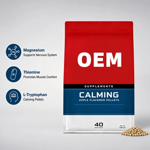 OEM Calming Support Pellets <span class=keywords><strong>Magnesium</strong></span> Thiamine L-Tryptophan Supplément calmant pour chevaux, soutien du confort musculaire, saveur pomme - Product Image 1