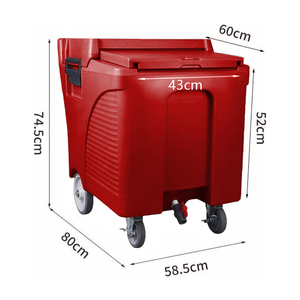 Sunmax nhà máy bán hàng trực tiếp 125L thương mại Ice Caddy nhựa ICE lưu trữ giỏ hàng cách điện tarnsport Ice Caddy với bánh xe - Product Image 4