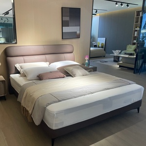 Ensemble de meubles de chambre à coucher gris pour hôtel Lit King Size en cuir italien Lits classiques, modernes et luxueux avec tête de lit - Product Image 3