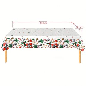 Rectangle Waterproof Christmas Tablecloth <b>Disposable</b> Plastic Christmas <b>Table</b> <b>Cloth</b> Decorations for Christmas Party Supplies - Product Image 2