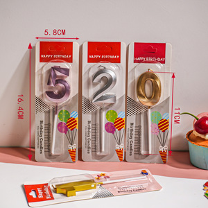 เทียนวันเกิดสีทอง เงิน ม่วง เมทัลลิก หมายเลข 0-9 ขนาด 11 ซม. แบบ 3 มิติ โครเมียม สำหรับตกแต่งเค้กวันครบรอบ - Product Image 4