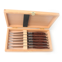 Lot de 6 couteaux à steak en acier inoxydable Laguiole Sharp avec caisse en bois