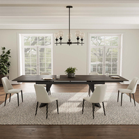 Table à manger rectangulaire extensible en pierre frittée avec pieds en acier au carbone au design unique, très vendue pour la maison