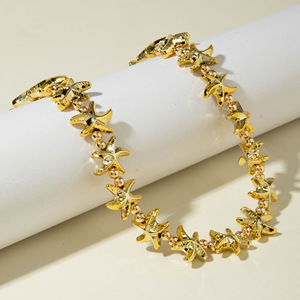 Collier court fantaisie pour femme, style punk, avec nœud doré, cœur de pêche et coquillage, bijou de fête exagéré, vente en gros - Product Image 4