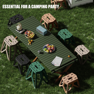 Gray Lightweight Plastic Folding Stool with <strong>Casters</strong> Height Adjustable Travel Camping Seat Portable <strong>Ottoman</strong> - Product Image 3