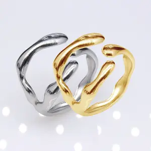 2023 простые уникальные кольца из титановой стали, геометрические Открытые Кольца, регулируемые полые неровные кольца для мужчин и женщин