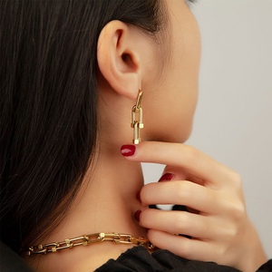 <span class=keywords><strong>H</strong></span> & P-collar de acero inoxidable con forma de U para mujer, conjunto de joyería con forma de U, cadena de zapatos de caballo, 18k, chapado en oro - Product Image 2