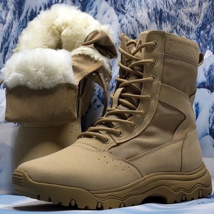 Botas de Nieve Unisex con Forro Polar, de Caña Alta, para Senderismo, Invierno, Tácticas, para Exteriores, Desierto, Cálidas, con Tacón Medio, Color Marrón y Negro Sólido - Product Image 1