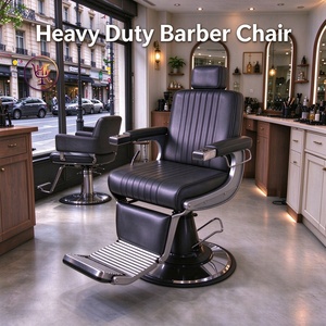 Fauteuil de Barbier Inclinable pour Hommes, Mobilier de Salon avec Fonction Massage, Matériau en Cuir pour Salon de Coiffure et Atelier - Product Image 1