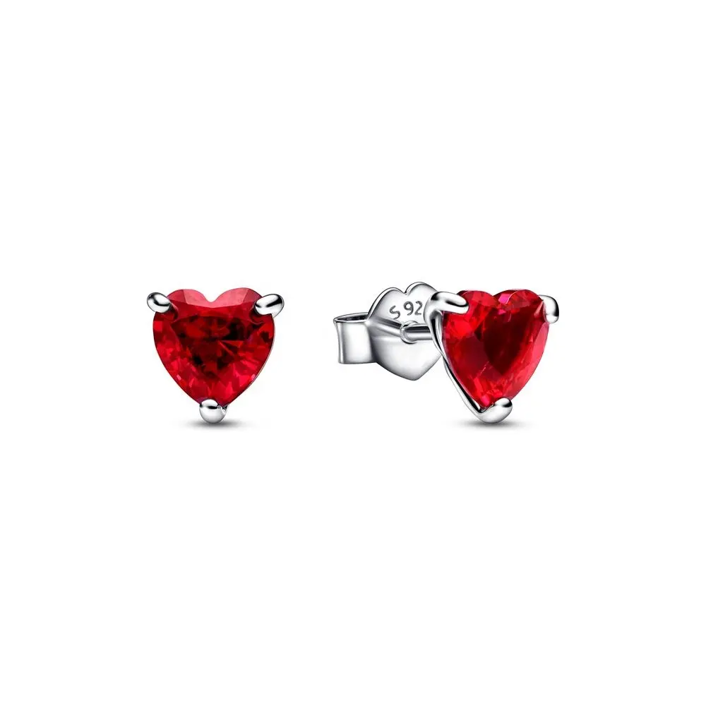 Factory Wholesale High Quality Sterling Silver Jewelry Set Red Heart Earring Red Heart Necklace Red Heart Ring