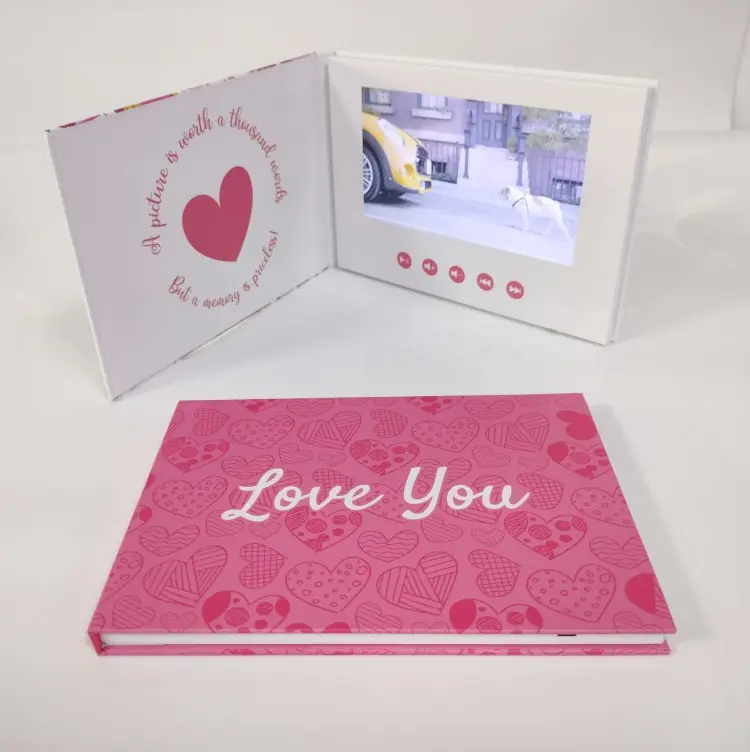 Folleto de vídeo con pantalla Lcd de 7 pulgadas, tarjeta de invitación, vídeo, folleto para publicidad, regalo de boda