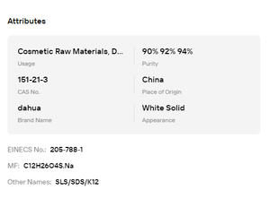 โซเดียมลอริลซัลเฟต K12 ชนิดผงเข็ม 92% 95% สำหรับใช้เป็นวัตถุดิบในการผลิตเครื่องสำอางและผลิตภัณฑ์ดูแลส่วนบุคคล - Product Image 6