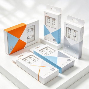 Caja de embalaje de papel rígido con logotipo personalizado y ventana transparente para cargador de electrónica de consumo, cable USB, caja plegable de papel - Product Image 3