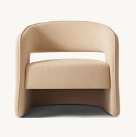 GIA Nouveau design Chaise simple à dossier ouvert Salon Chaise en tissu blanc Mobilier d'intérieur Fauteuil canapé simple à dossier incurvé souple
