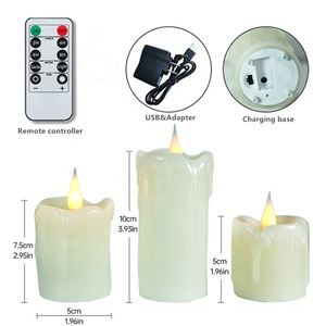 Ensemble de 6 <span class=keywords><strong>bougies</strong></span> <span class=keywords><strong>LED</strong></span> sans flamme à piles ou rechargeables par USB, effet de cire qui coule et de flamme vacillante - Product Image 5