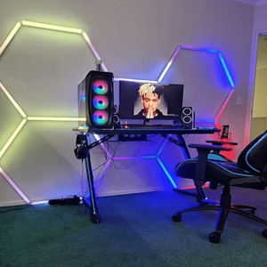 ไฟโรงรถรูปหกเหลี่ยม 5 ช่อง ไฟ LED รูปหกเหลี่ยม RGB ไฟรังผึ้งติดเพดานสำหรับโรงรถ โกดัง ร้านดูแลรักษารถยนต์ - Product Image 3