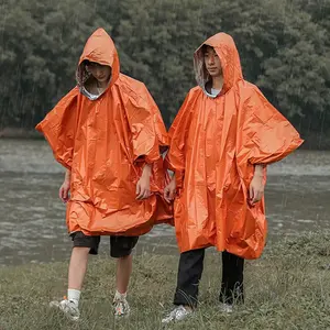 Imperméable Orange Imperméable à Capuche pour <span class=keywords><strong>Poncho</strong></span> Taille XL Imperméable Réfléchissant pour Sports de Plein Air-Randonnée Vélo Cyclisme Plastique Épais - Product Image 1