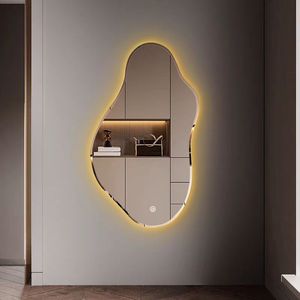 Espejo de Baño Decorativo Asimétrico con Retroiluminación LED Inteligente, Antivaho, de Tamaño Personalizado, Estilo Art Deco, de Lujo, <span class=keywords><strong>ECOLIVING</strong></span>, Venta al Por Mayor - Product Image 6