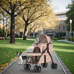 कुत्तों के लिए डबल लेयर चार पहिया पर्यावरण अनुकूल फोल्डेबल पालतू गाड़ी 15 किलो क्षमता ऑक्फोर्ड कपड़े एब्स सार्वभौमिक फिट प्रकाश आउटडोर - Product Image 6