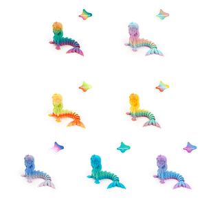 Vashine Figurine d'action personnalisée imprimée en <span class=keywords><strong>3D</strong></span>, Sirène colorée en PLA, Jouet décoratif pour la maison, Articulations mobiles, Matériaux écologiques - Product Image 4