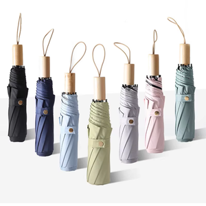 Wholesale Umbrella Printed High Quality Business Windproof Wood Travel 3 Folding Umbrella with logo Prints Custom Made