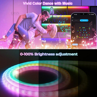 Bande néon tissée multicolore 360°, éclairage USB 5V, contrôlée par application, étanche pour extérieur, 5m, flexible, LED néon, CE