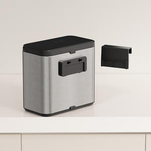 Poubelle de cuisine rectangulaire en acier inoxydable avec couvercle, à suspendre sur porte d'armoire, pour usage intérieur - Product Image 4