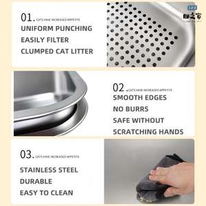 Bac à litière double couche en acier inoxydable-Tamisage et filtrage pour des soins plus propres et hygiéniques pour les animaux domestiques - Product Image 5