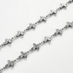 Pendentif croix creuse 8 mm en acier inoxydable, collier chaîne à maillons, bracelet unisexe pour anniversaire religieux, fabrication de bijoux DIY personnalisée - Product Image 5