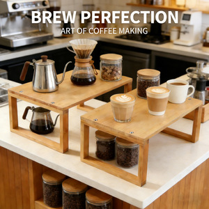 Bamboo Kitchen Storage <b>Rack</b> Two Piece Countertop Spice <b>Rack</b> Multi Function <b>Dish</b> Organizer - Product Image 5