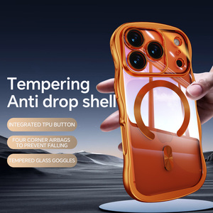 Funda de Teléfono Móvil Transparente con Diseño Ondulado y Plateado de Lujo para iPhone 17 16 14 15 13 Pro Max, Carga Magnética, Cubierta Trasera Suave de TPU - Product Image 2