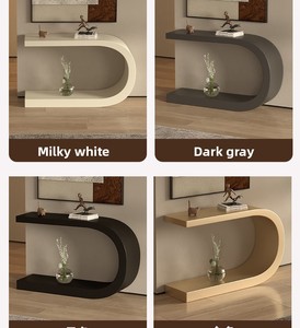 Modern Italian-style Creamy Tone Metal Entryway <b>Console</b> Table Artistic Luxury High-End Storage Shelf Living Room Furniture - Product Image 5