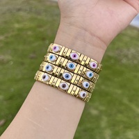 2025 mode bijoux or Bracelets haute qualité alliage de cuivre à la mode élastique pour mariage femmes Couple cadeau amitié oeil charme