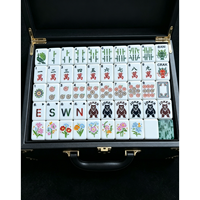Juego de Mahjong Americano de 160 Fichas, Acrílico de 4 Capas, Verde Jade Marmoleado, Grabado en Bambú, Juego de Lujo para Noche de Juegos, Personalizado OEM