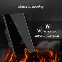 Interrupteur mural intelligent WiFi 1/2/3/4 voies, panneau tactile en verre trempé, compatible avec l'application Tuya Smart Life, Alexa, Google Home